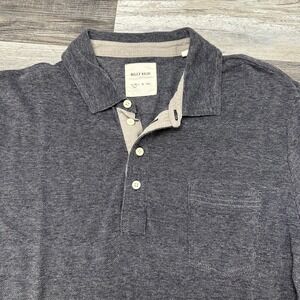 Billy Reid Gray Mens M Striped Preppy Business Casual Golf Pocket Polo Shirt